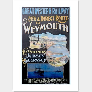 Vintage Great Western Railway poster advertising travel to Weymouth Posters and Art